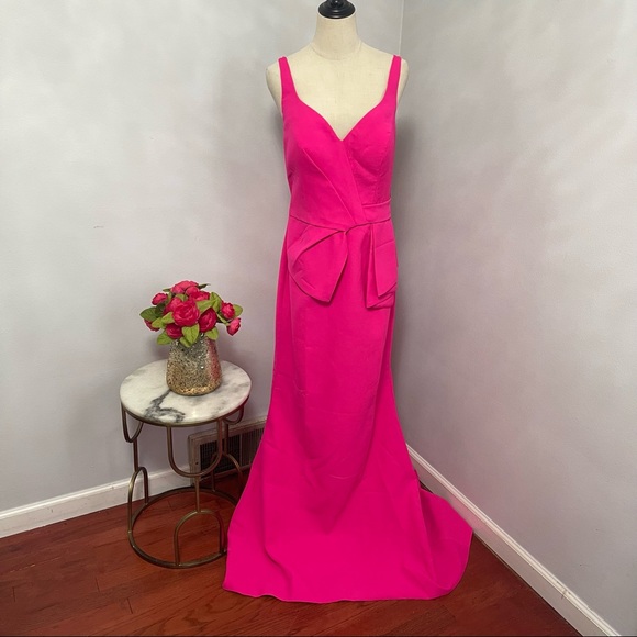 # Basix Black Label Fuchsia Side Hip Peplum Gown New With Tag - Picture 2 of 16